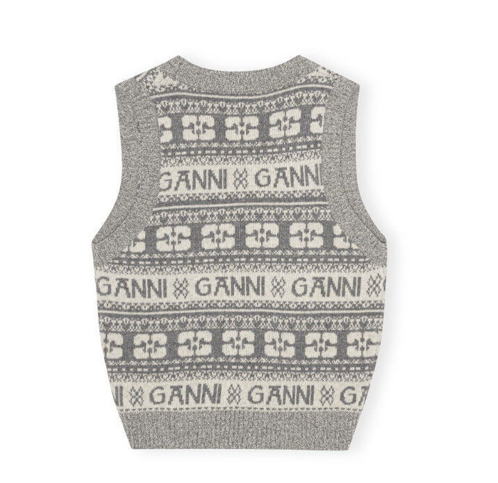 Gray logo wool mix vest