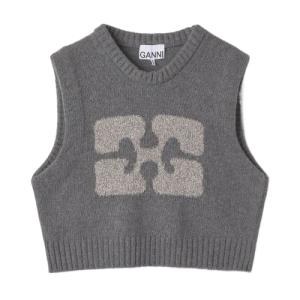 Women's butterfly logo cropped knit vest - Gray