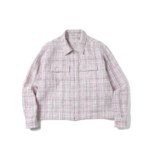 Linen silk check pattern jacket