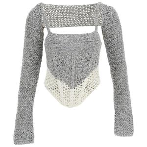 Corset crochet panel knit top
