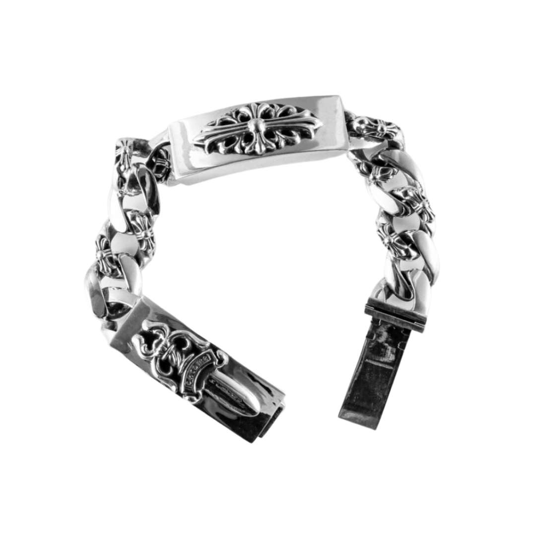 Double ID Dagger & Floral Fancy Bracelet