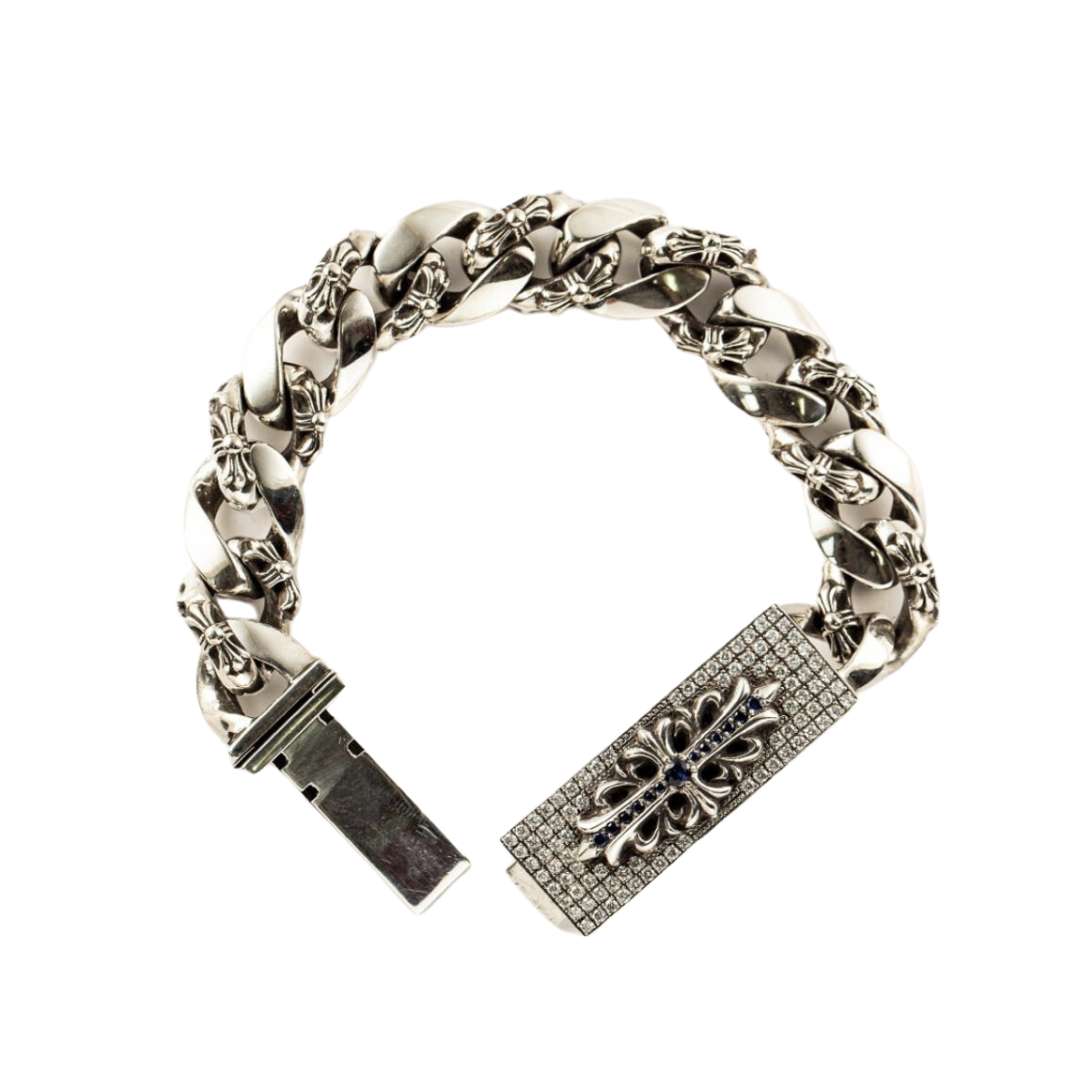 Floral ID Fancy Bracelet Full Pavedia & Sapphire (After)