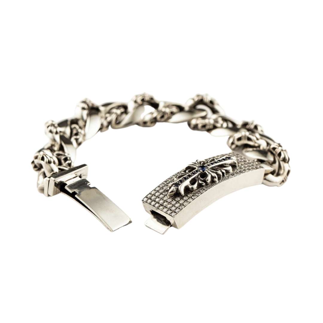 Floral ID Fancy Bracelet Full Pavedia & Sapphire (After)