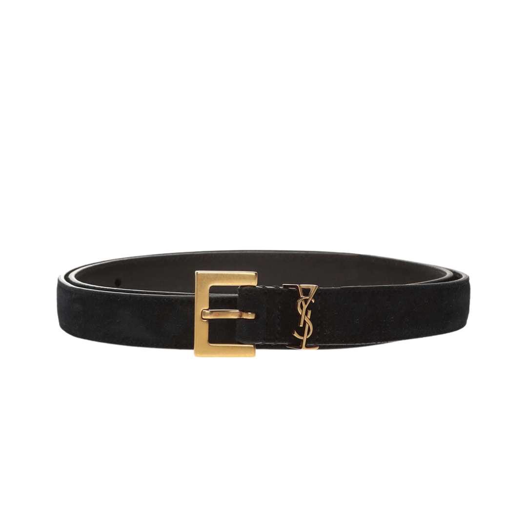 monogram square buckle slim belt