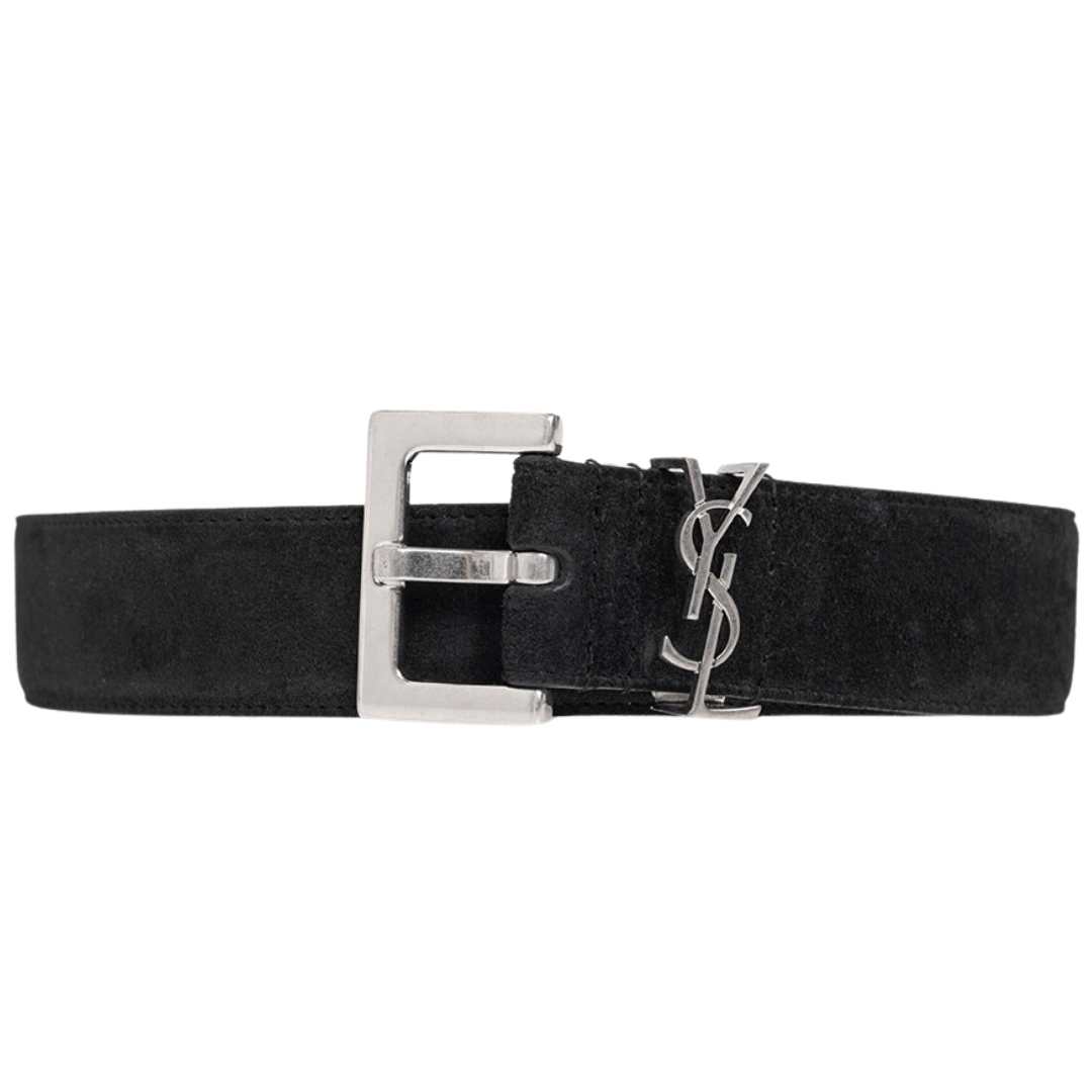 monogram suede leather belt