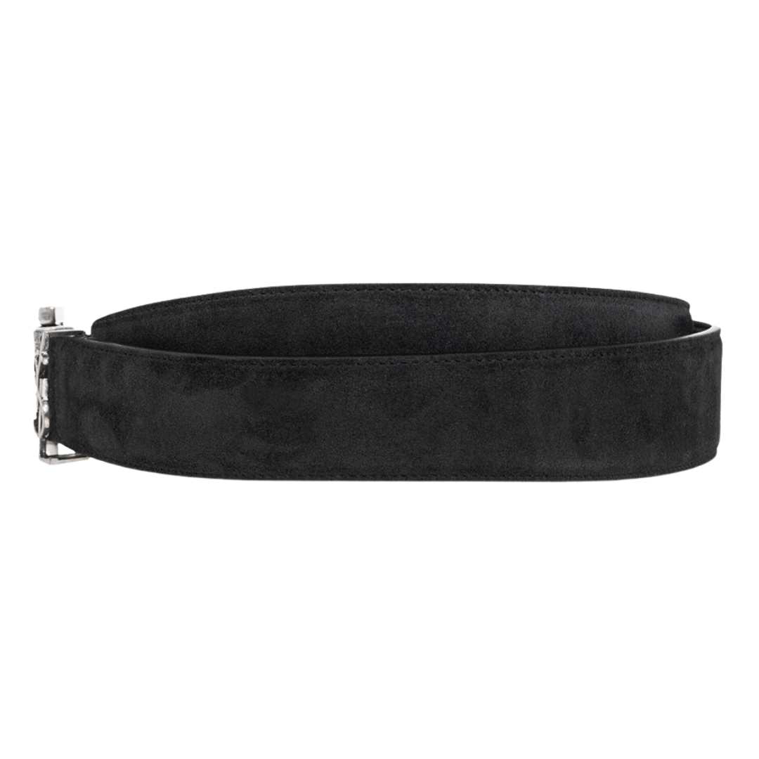 monogram suede leather belt