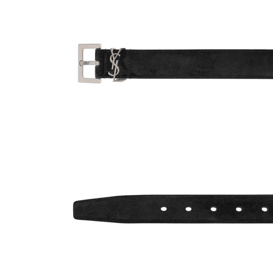 monogram suede leather belt