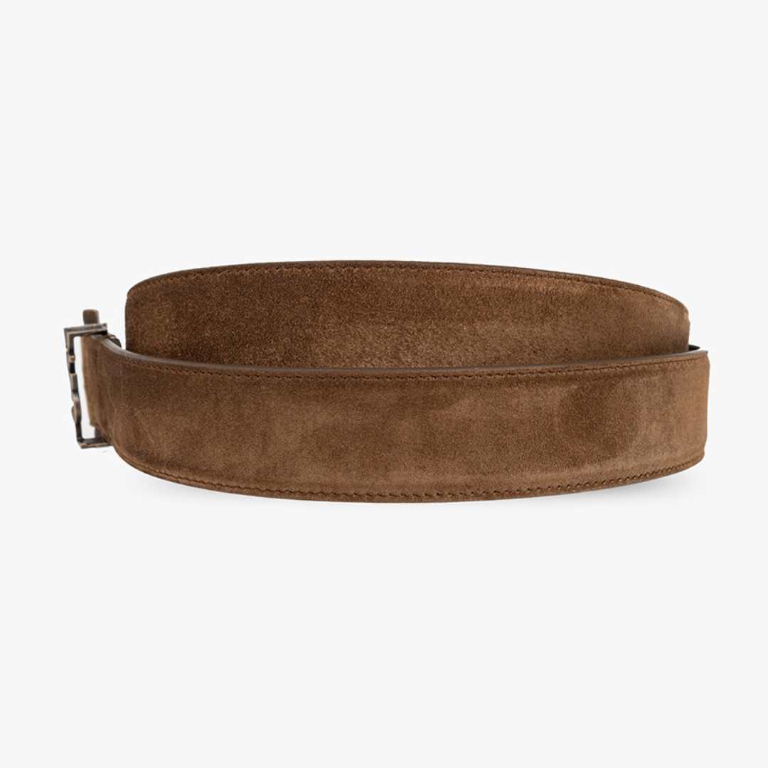 monogram suede leather belt