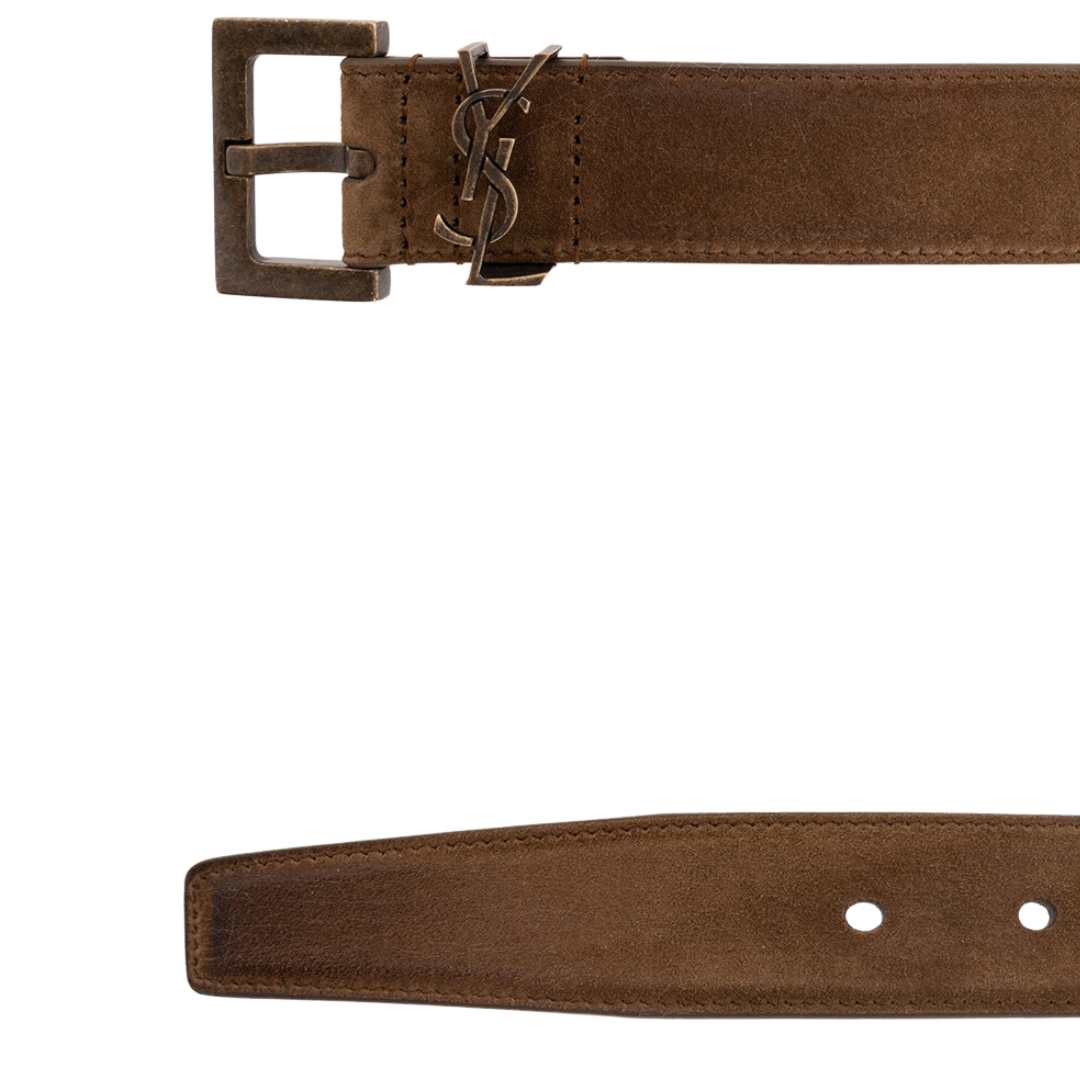 monogram suede leather belt