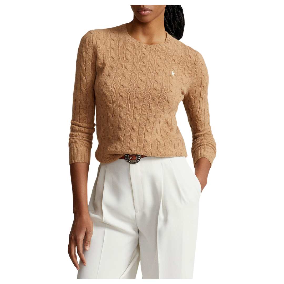 Pony logo embroidered cable knit