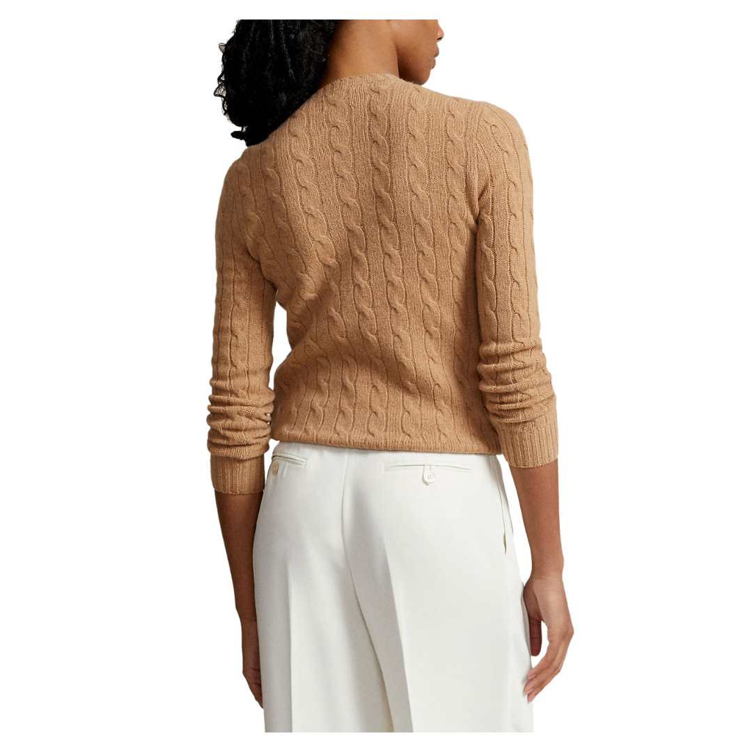 Pony logo embroidered cable knit