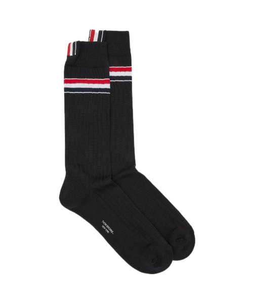 Athletic Ribbed Cotton Striped Mid Calf Socks