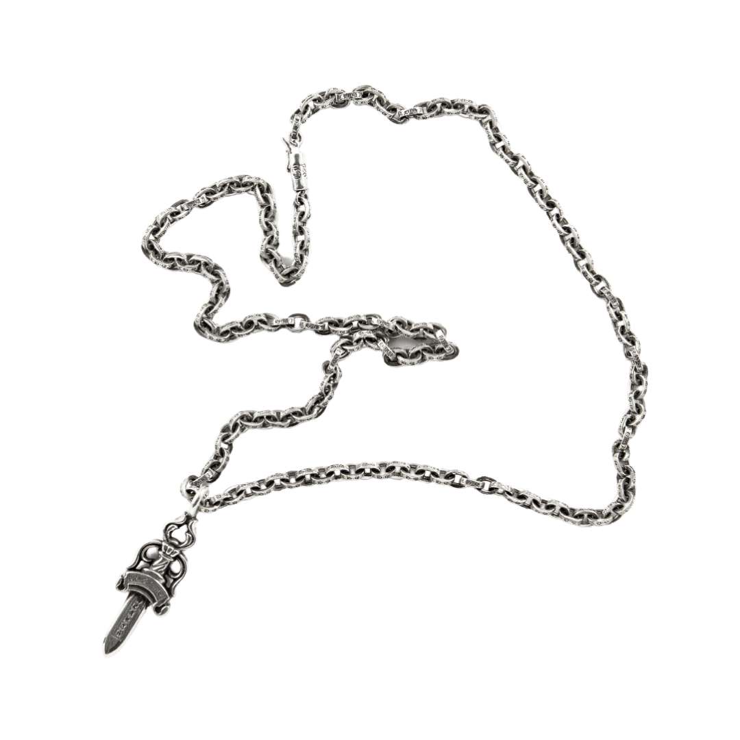 Double Dagger Pendant + paper chain 24 inch necklace SET