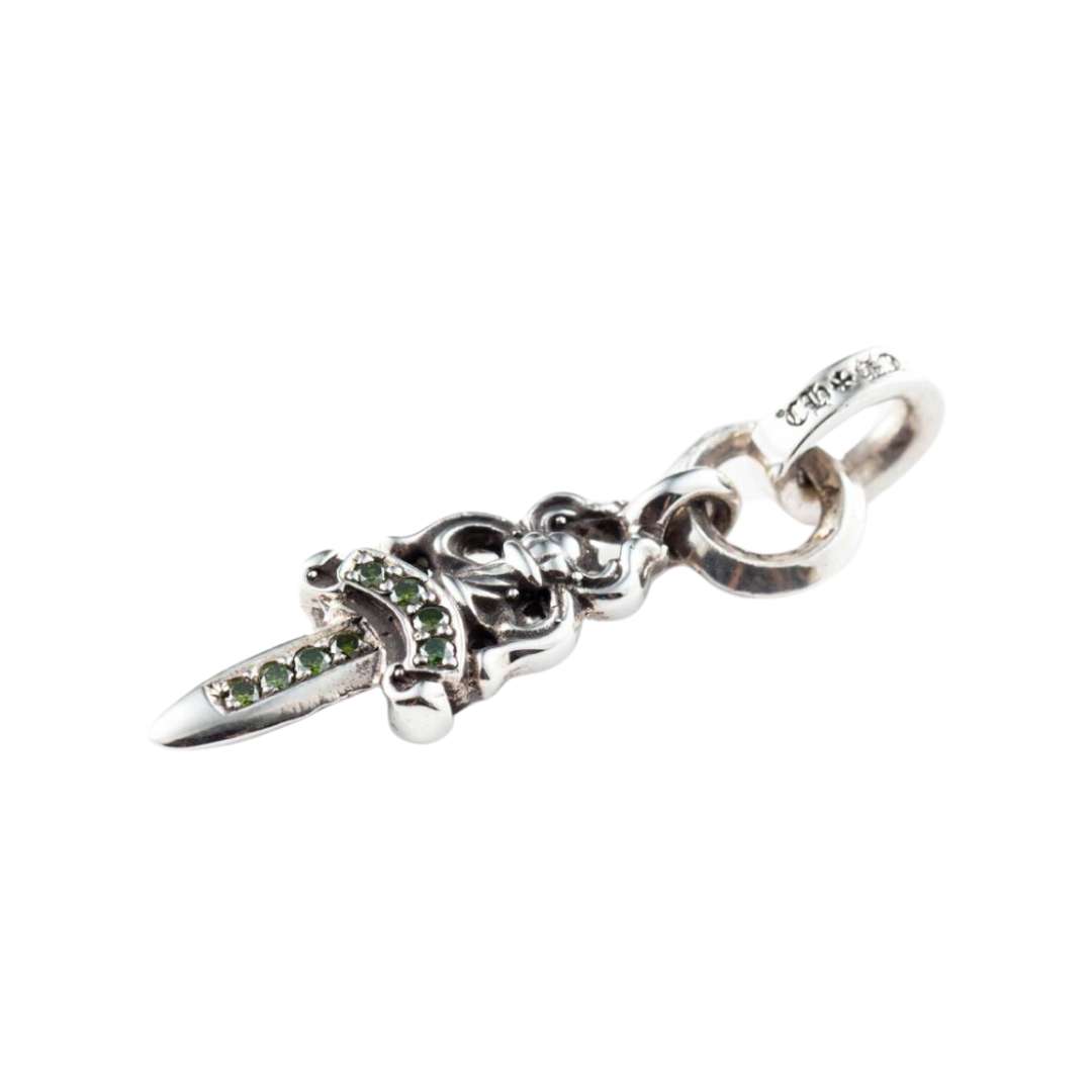 S Dagger Pendant Pave Green Diamond (After) + Paper Chain Ring Type