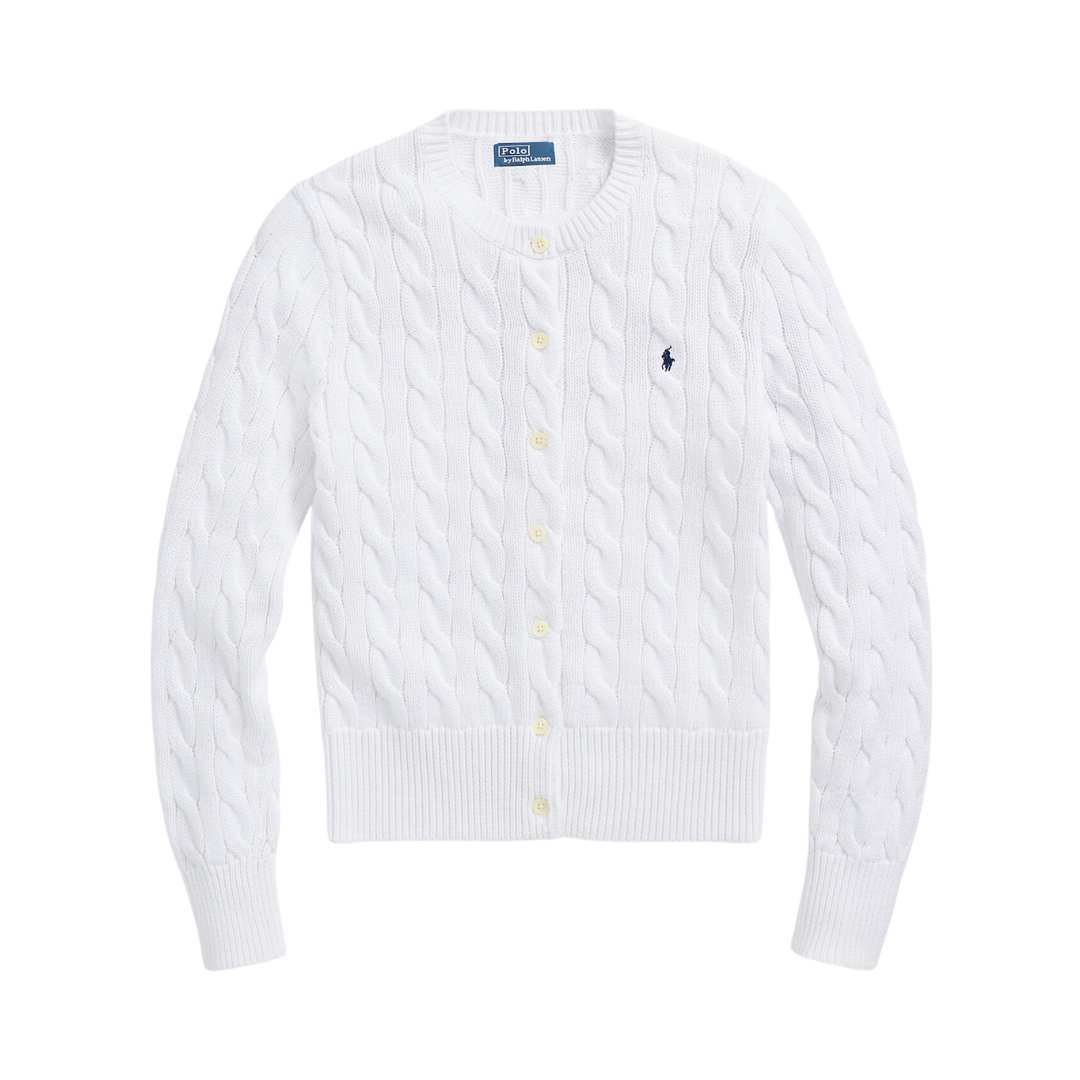 Cable-Knit Cotton Crewneck Cardigan