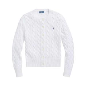 Cable-Knit Cotton Crewneck Cardigan