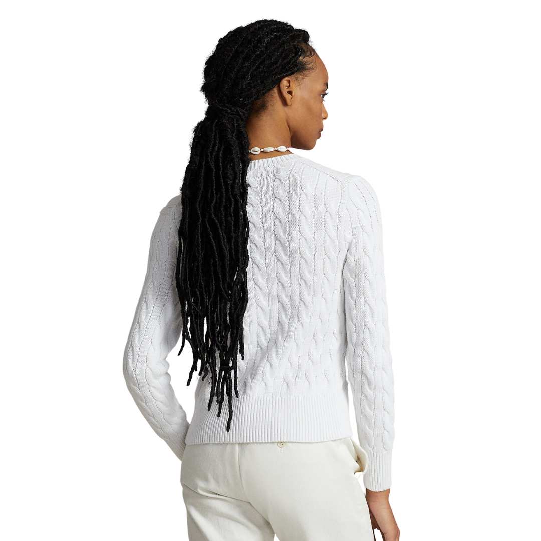 Cable-Knit Cotton Crewneck Cardigan