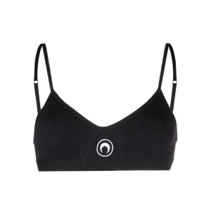 Logo Embroidered Ribbed Bra