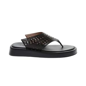 Perforated Leather Thong Sandals