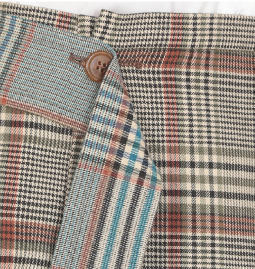 Checked wool blend draped skirt
