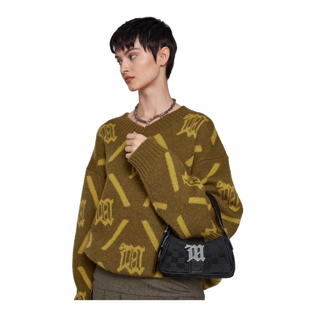 Nylon Monogram Shoulder Bag Mini Black