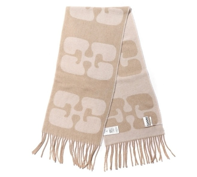 White narrow logo scarf