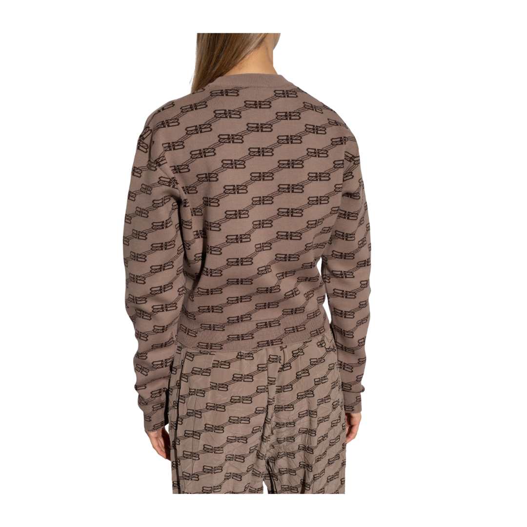 BALENCIAGA BROWN SWEATER WITH MONOGRAM
