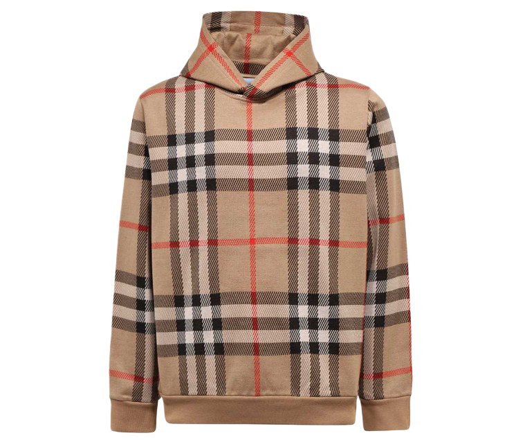 Checked cotton jacquard hoodie