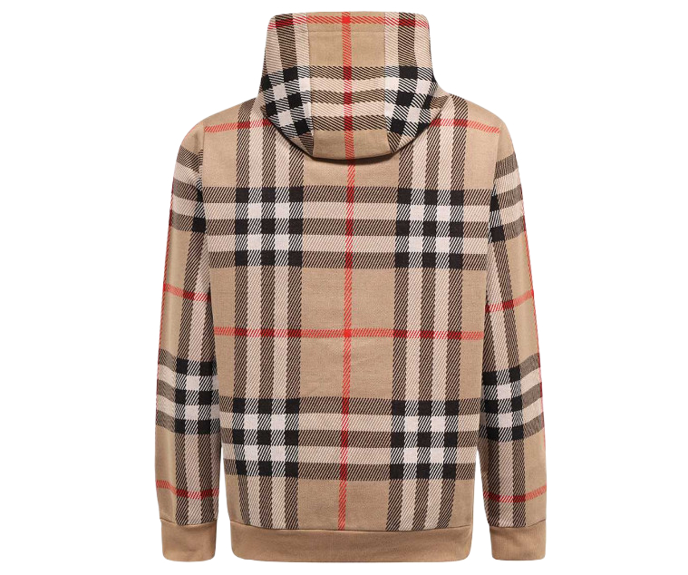 Checked cotton jacquard hoodie