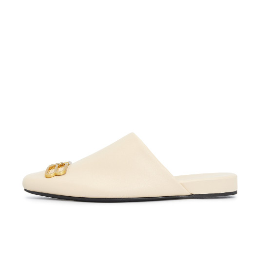 ‘COSY BB’ LEATHER SLIDES - Cream 