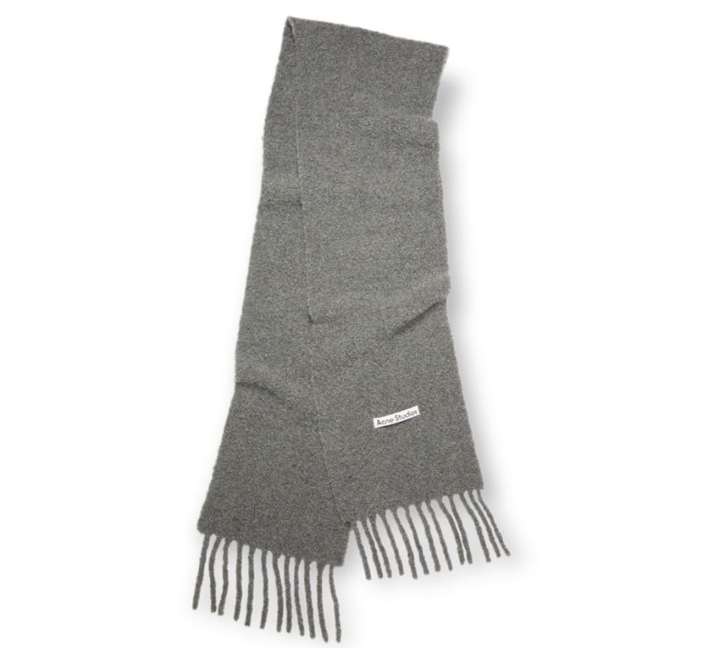 Alpaca Blend Boucle Scarf Muffler Shawl Gray 