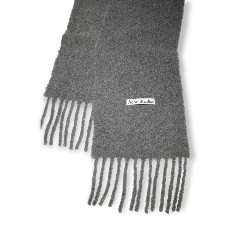 Alpaca Blend Boucle Scarf Muffler Shawl Gray 