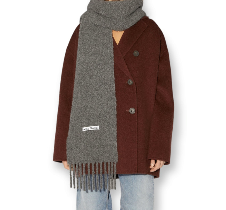 Alpaca Blend Boucle Scarf Muffler Shawl Gray 