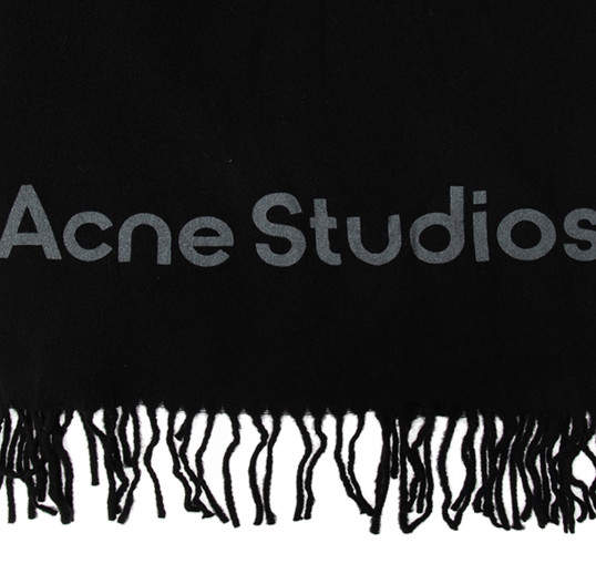 Logo Crinkle Wool Muffler Black