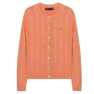 Pony logo embroidered cable cardigan