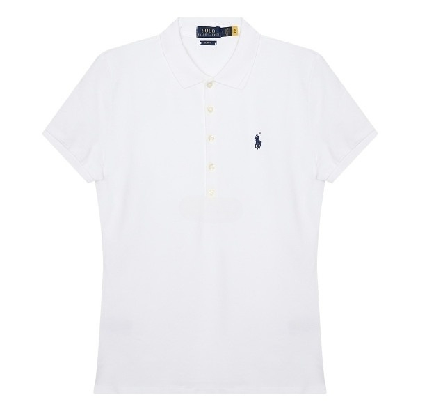 Pony logo embroidered stretch cotton short sleeve collar