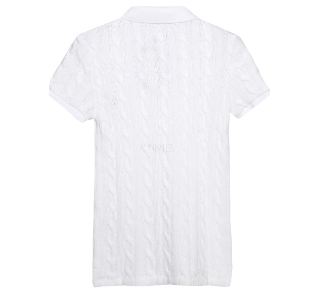 23SSPony logo embroidery cable knit short-sleeved collar