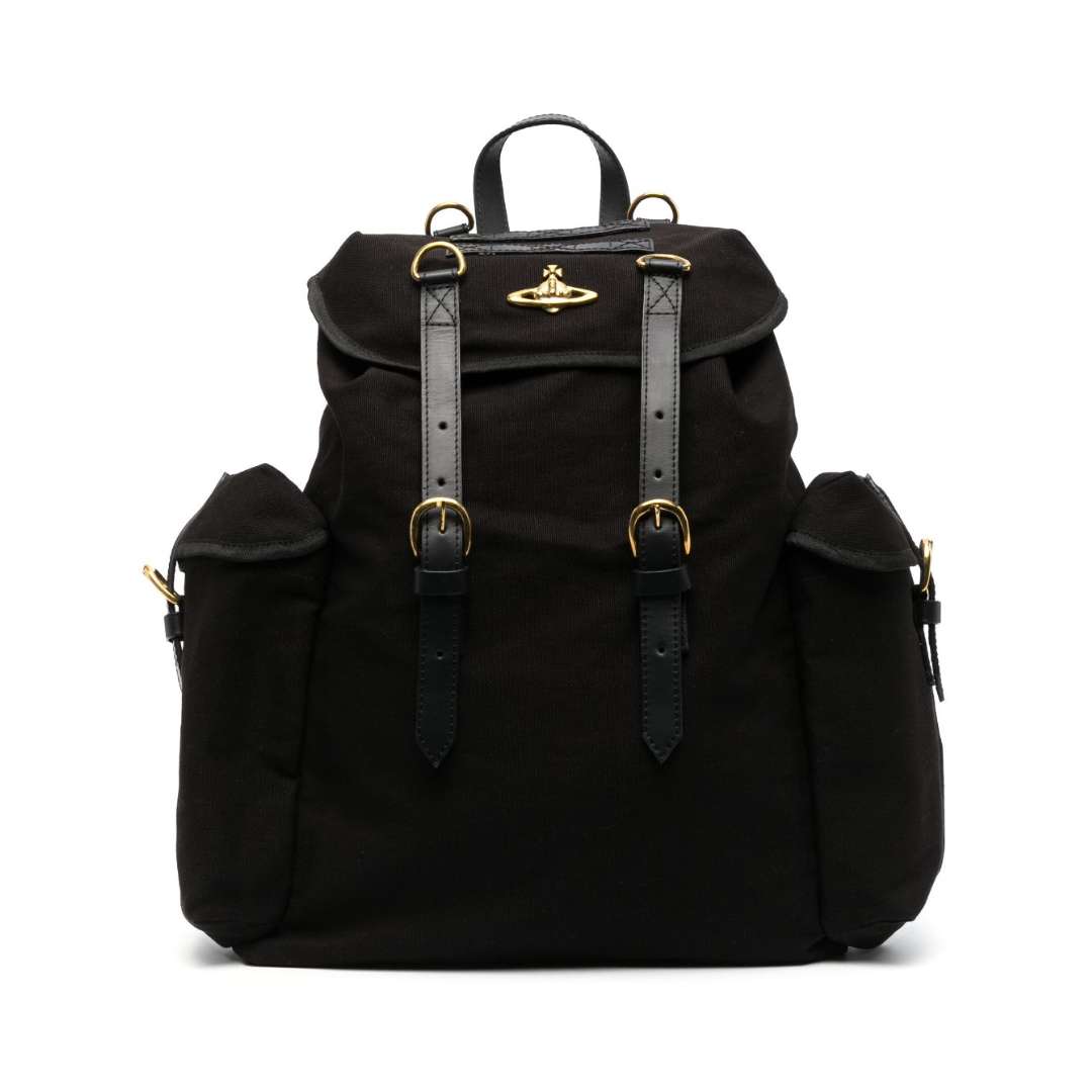 Orb-plaque drawstring backpack