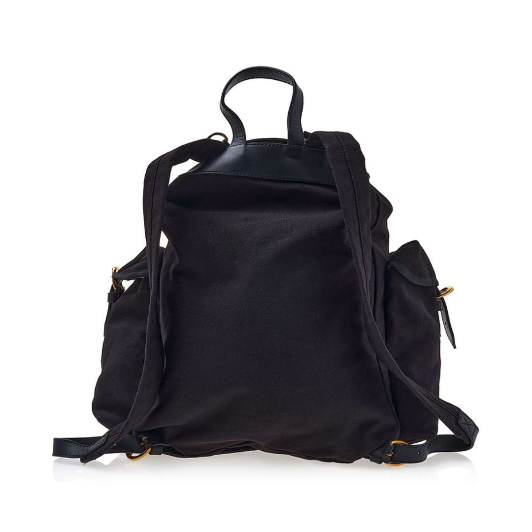 Orb-plaque drawstring backpack