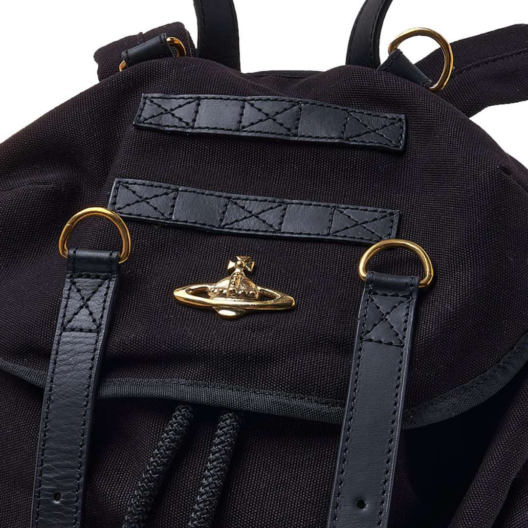 Orb-plaque drawstring backpack