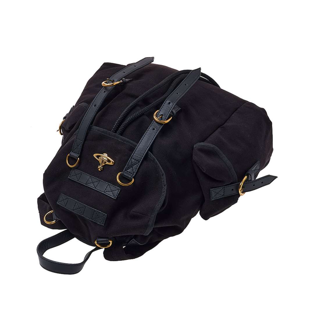 Orb-plaque drawstring backpack