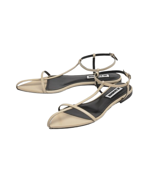 Women's Ankle Buckle Flat Sandal - Beige