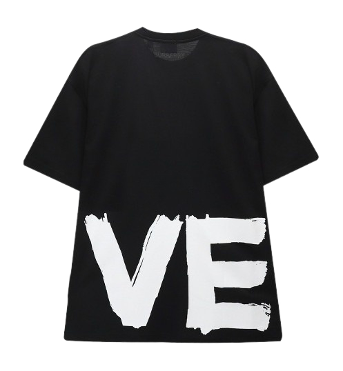 Love Print Cotton Oversized T-shirt - Black