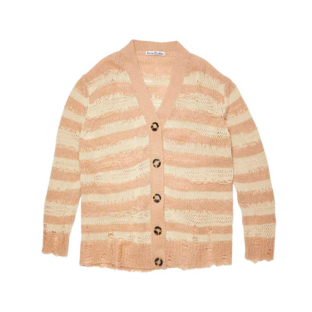 DISTRESSED STRIPE CARDIGAN Warm beige/beige