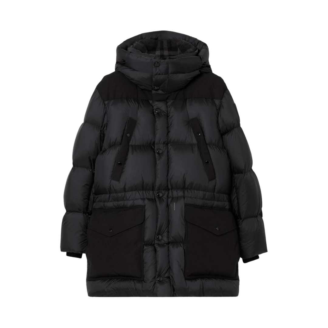 Logo Applique Nylon Fur Coat 