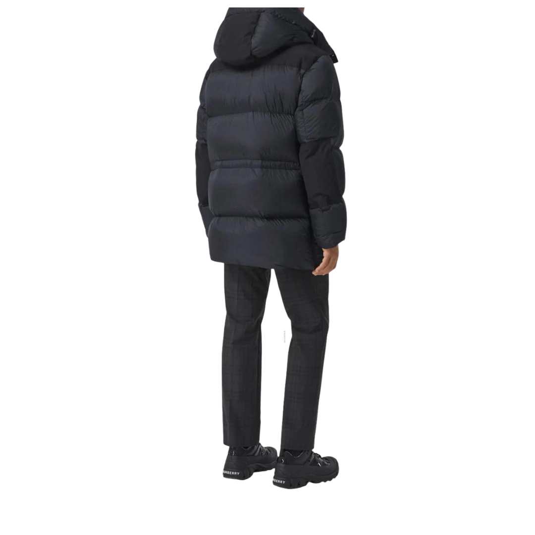 Logo Applique Nylon Fur Coat 