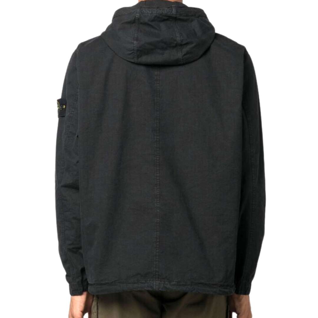 Old Effect Brushed Organic Cotton Canvas Hooded