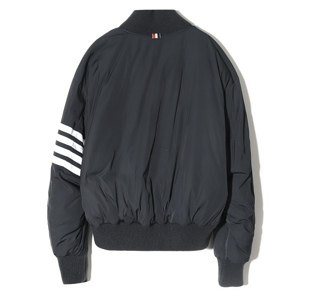 4-bar striped poly twill oversized padded blouson