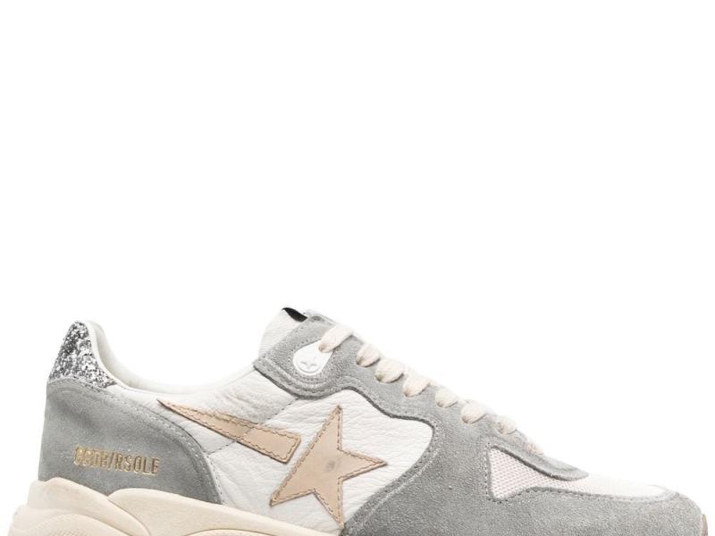 Running sole leather star glitter heel