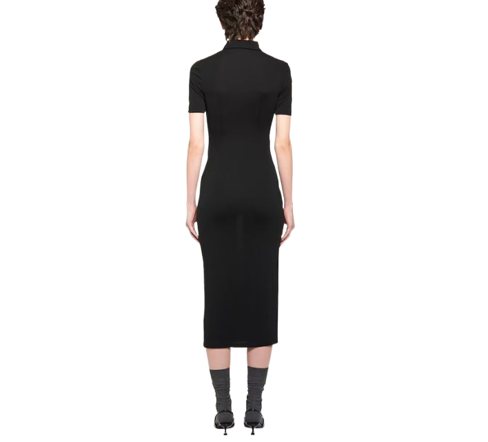 Logo organza half zip-up dress